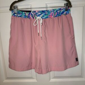 Simply Southern Pink Swim Trunks with Bright Detail on Waist Mens Size Large GUC